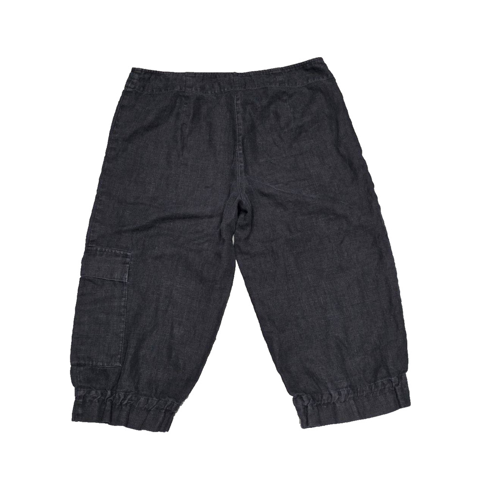 Eileen Fisher Cargo linen capri pants Women's Sz Medium Black A004177 - Picture 7 of 8